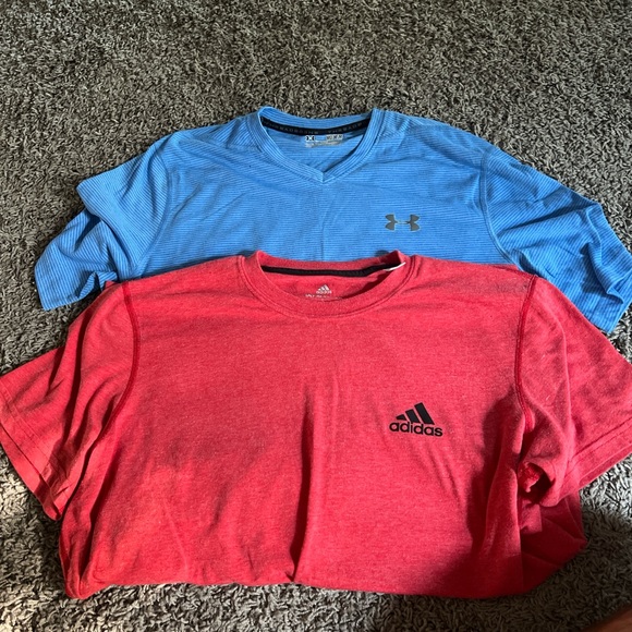 Other - Medium blue under armor shirt size medium. Red adidas shirt size LARGE